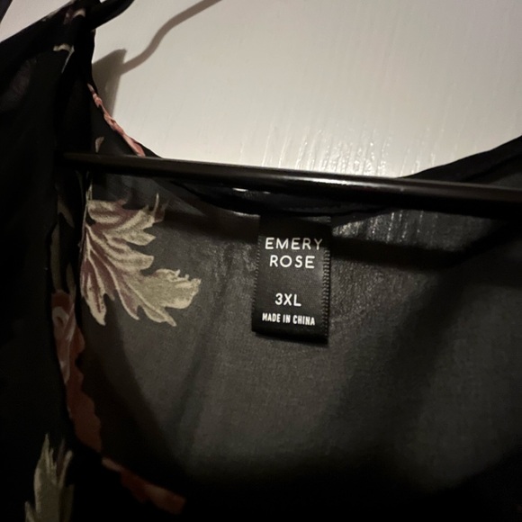 SHEIN Floral Chiffon Sheer Blouse With Cinched Waist size 3xl black pink floral - Picture 6 of 6